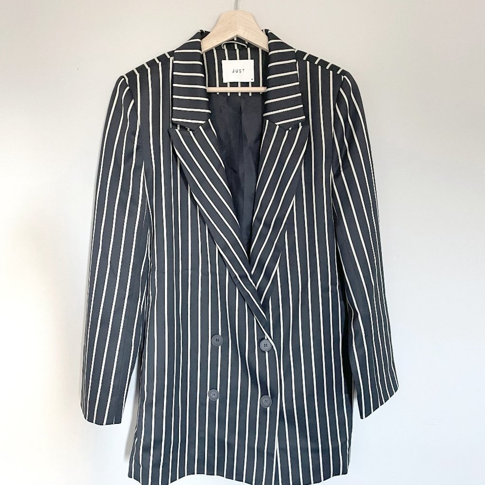 Just Female Blazer, Size M, Navy with white stripes
